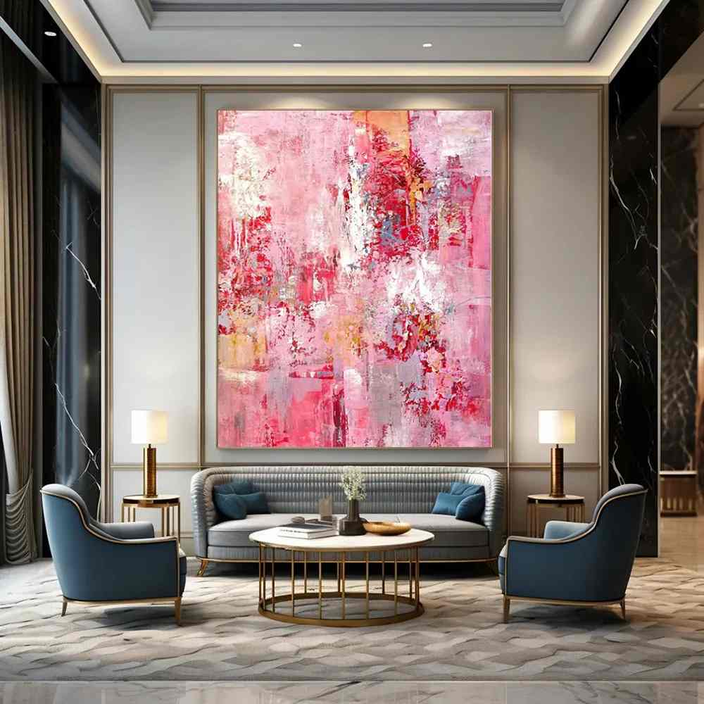 Pink Handmade Textured Living Abstract Artwork YFTK8
